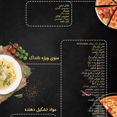 منوی لایه باز کافی شاپ
